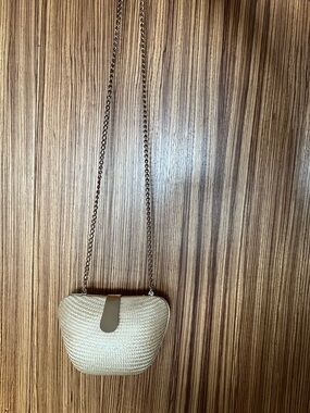 Woven Straw Crossbody Bag Cream clutch